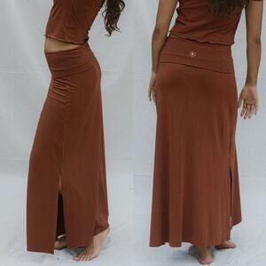 Indigo Luna Agni Folded Waist Maxi Skirt Plant Viscose S/M Spice Orange Slit